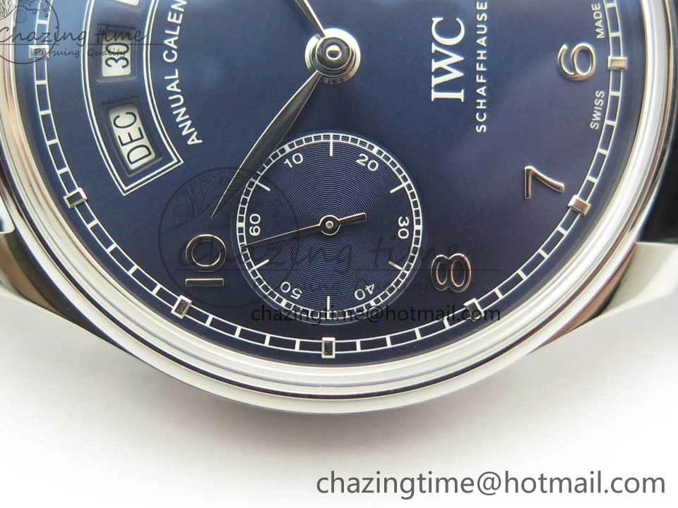 MIROTIME 0316 Portuguese Real PR Real Annual Calendar IW503502 ZF 1:1 Best Edition Blue Dial on Black Leather Strap A Breathable 7152